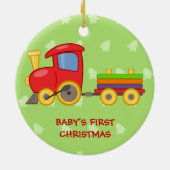 Speelgoed Trein, Baby's Eerste Kerstmis Keramisch Ornament (Achterkant)
