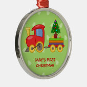Speelgoed Trein, Baby's Eerste Kerstmis Metalen Ornament (Rechts)