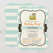 Speelgoed trein; bruin, Oranje, geel, Blauwgroen,  Kaart (Voorkant / Achterkant)