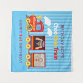 Speelgoed Trein Peuter Jongens Verjaardag Blauw Wandkleed (Voorkant (horizontaal))