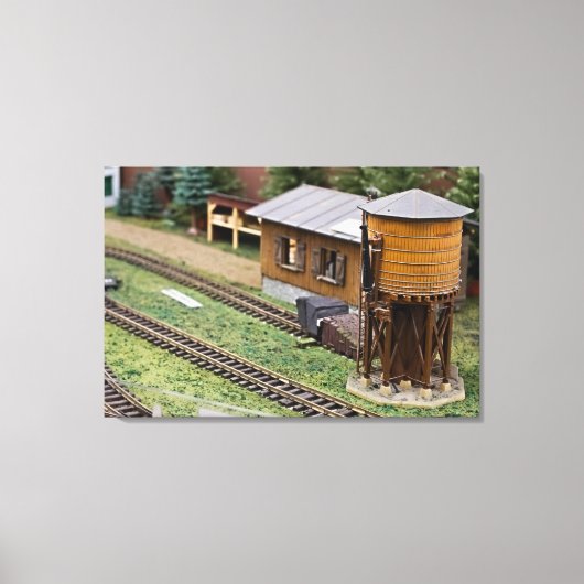 Speelgoed Trein Platform Watertoren Canvas Afdruk (Voorkant)