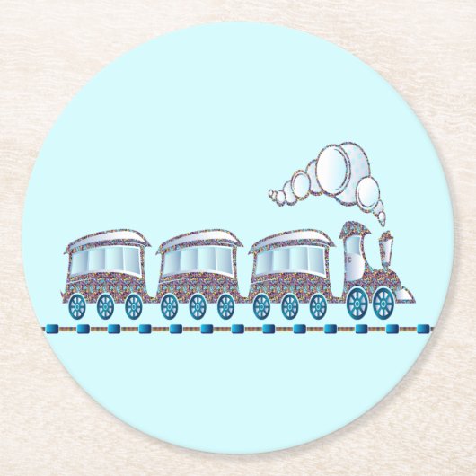 Speelgoed trein ronde kartonnen onderzetter (Voorkant)