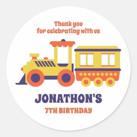 Speelgoed-trein voor kinderen - geboortenfeest ronde sticker (Voorkant)