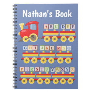 Speelgoed treinen met alfabetblokken, op maat gema notitieboek
