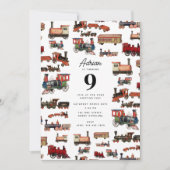  Speelgoed treinen met kleurrijke treinen op zater Kaart (Voorkant)