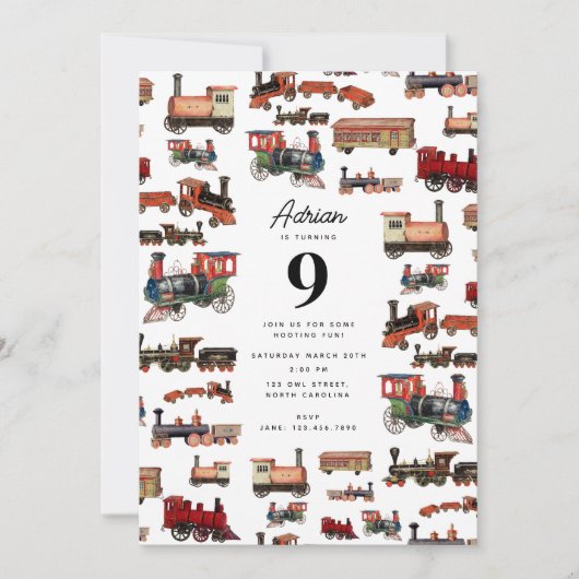  Speelgoed treinen met kleurrijke treinen op zater Kaart (Voorkant)