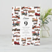  Speelgoed treinen met kleurrijke treinen op zater Kaart (Staand voorkant)