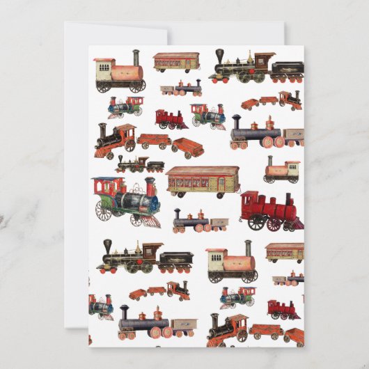  Speelgoed treinen met kleurrijke treinen op zater Kaart (Achterkant)