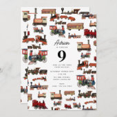  Speelgoed treinen met kleurrijke treinen op zater Kaart (Voorkant / Achterkant)