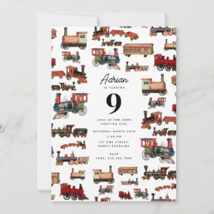 Speelgoed treinen met kleurrijke treinen op zater Kaart