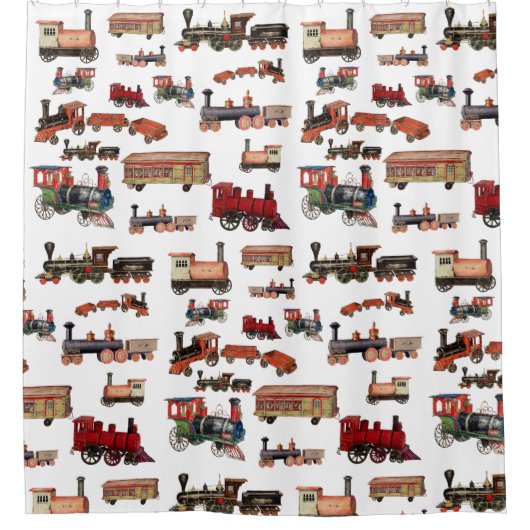  Speelgoed Treinkleurig treinpatroon Douchegordijn (Voorkant)