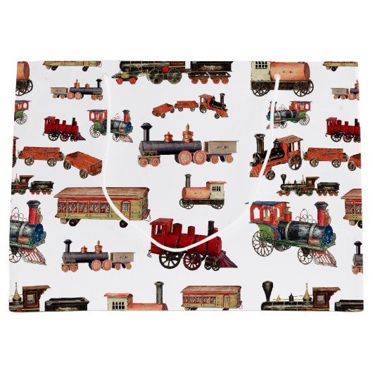 Speelgoed Treinkleurig treinpatroon Groot Cadeauzakje (Voorkant)