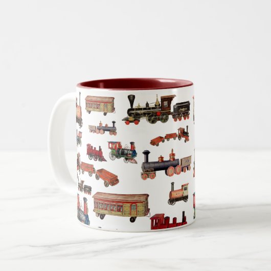  Speelgoed Treinkleurig treinpatroon Tweekleurige Koffiemok (Voorkant links)