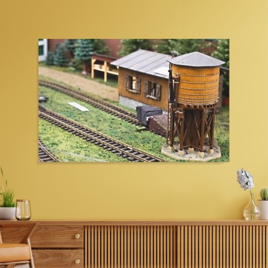 Speelgoed Treinplatform voor watertoren Canvas Afdruk (Insitu (Woonkamer))