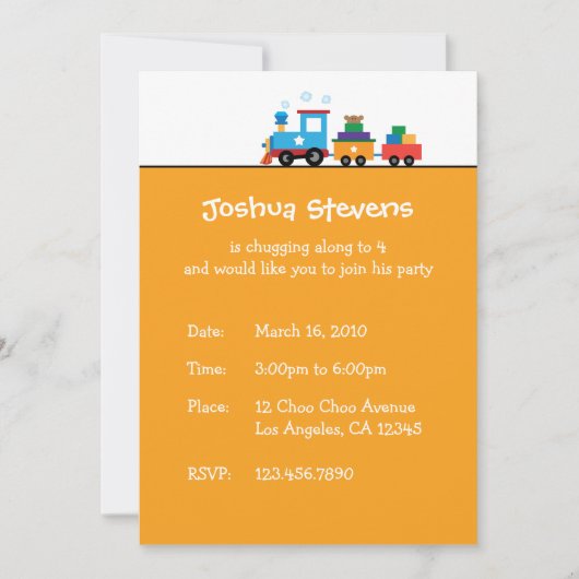 Speelgoed-treinvervoer Birthday Thema Uitnodiging  (Voorkant)