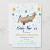 Speelgoed van het vliegtuig, sterren Baby shower Kaart (Voorkant)