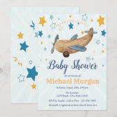 Speelgoed van het vliegtuig, sterren Baby shower Kaart (Voorkant / Achterkant)
