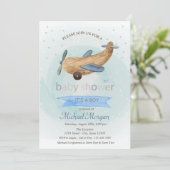 Speelgoed van het vliegtuig, sterren Cadeaus blauw Kaart (Staand voorkant)