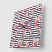 Speelgoed van trekpatroon van de hond van hout vierkante klok (Hoek)