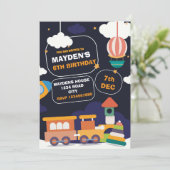 Speelgoed verjaardagsuitnodiging – Playtime-feestj Kaart (Staand voorkant)