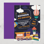 Speelgoed verjaardagsuitnodiging – Playtime-feestj Kaart (Voorkant / Achterkant)