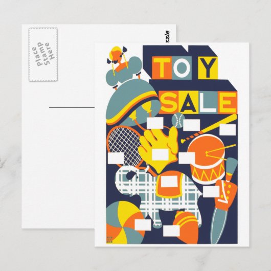 Speelgoed verkoop briefkaart (Voorkant / Achterkant)