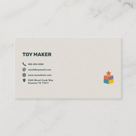 Speelgoed Visitekaartje (Achterkant)