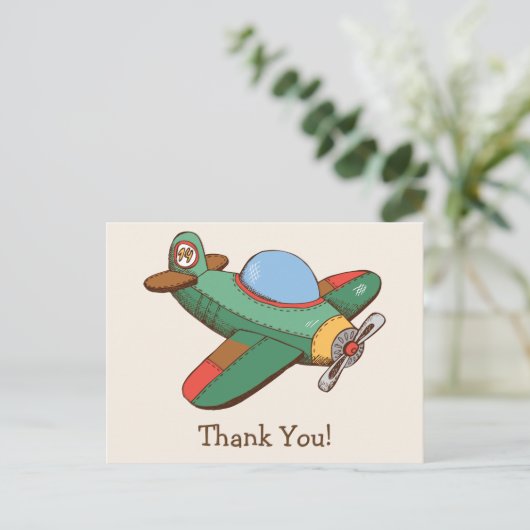 Speelgoed vliegtuig dank u Briefkaart (Staand voorkant)