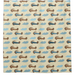 Speelgoed-vliegtuig met douchegordijn