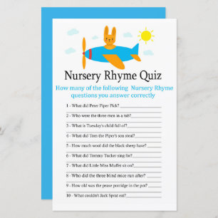 Speelgoed vliegtuig Nursery Rhyme Quiz baby shower