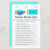 Speelgoed Vliegtuig Nursery Rhyme Quiz baby shower (Voorkant / Achterkant)