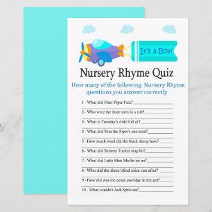 Speelgoed Vliegtuig Nursery Rhyme Quiz baby shower