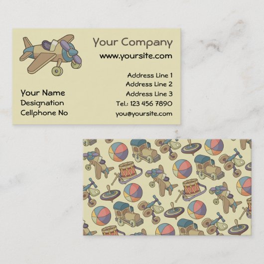 Speelgoed Vliegtuig Visitekaartje (Voorkant / Achterkant)