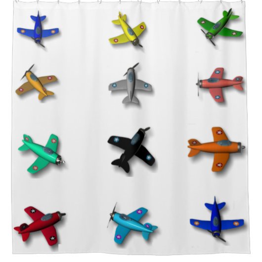 Speelgoed Vliegtuigen — Shower Curtain Douchegordijn (Voorkant)