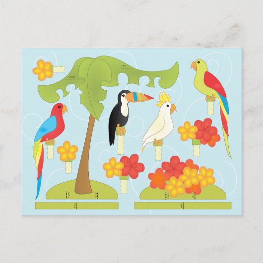 Speelgoed vogels uitnodiging briefkaart (Voorkant)