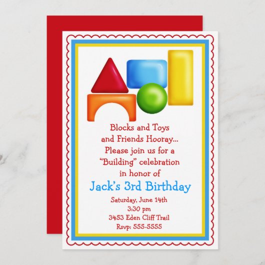 Speelgoed voor bouwstenen kaart (Voorkant / Achterkant)