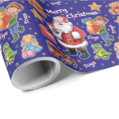 Speelgoed voor de kerstman, inpakpapier blauw (Rol Hoek)