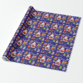 Speelgoed voor de kerstman, inpakpapier blauw (Uitgerold)