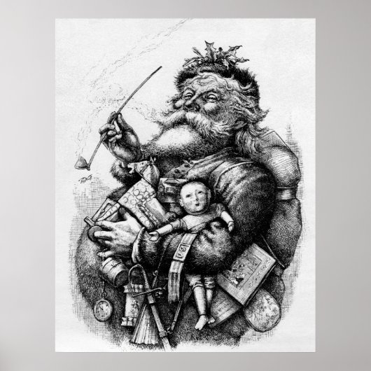 Speelgoed voor de kerstman zwart-wit poster (Voorkant)