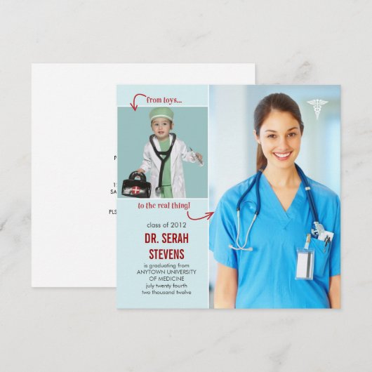 Speelgoed voor echt medisch Afstuderen Kaart (Voorkant / Achterkant)