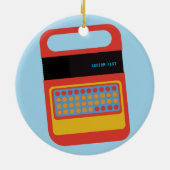 speelgoed voor elektronisch spreken en spelling keramisch ornament (Achterkant)