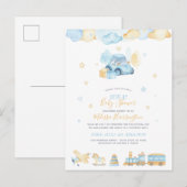 Speelgoed voor handgeschilde babyjongen, drive-by  uitnodiging briefkaart (Voorkant / Achterkant)