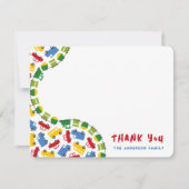 Speelgoed voor jongen: kleurrijke auto bus en trai bedankkaart (Voorkant)