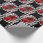 Speelgoed voor rode sportauto's, verpakt papier (Hoek)