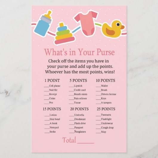 Speelgoed voor roos Baby Wat zit er in je handtas? (Voorkant)