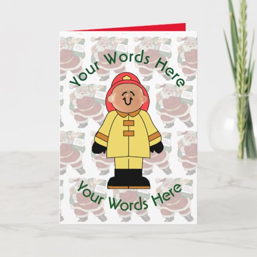 Speelgoed White Male Firefighter Aangepast kerstfe Feestdagen Kaart (Voorkant)
