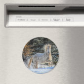 Speelgoed wit paard in Winter Snows Foto Magneet (Insitu (Vaatwasser))