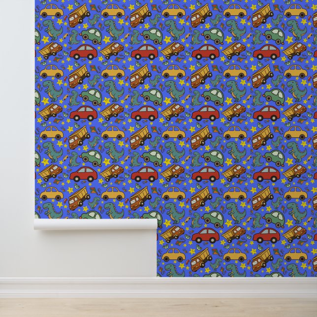 Speelgoedauto's & Dinosauriërs Behang (Applicatie)