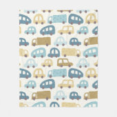 Speelgoedauto's & vrachtwagens | Stofblauw Beige Fleece Deken (Voorkant)