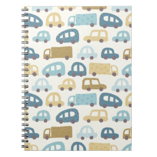 Speelgoedauto's & Vrachtwagens   Stofblauw Beige Notitieboek